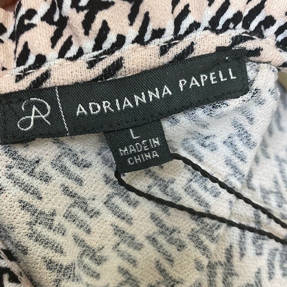 Adrianna Papell NWT women’s size large long sleeve, black and cream print top - Picture 2 of 7
